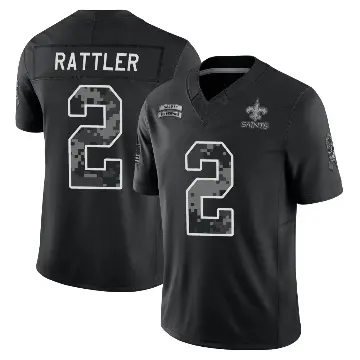 ＃2 Men's Spencer Rattler Black Limited New Orleans Saints 2026 Salute to Service Stitched Jersey