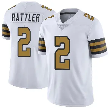 ＃2 Men's Spencer Rattler White Limited New Orleans Saints Color Rush Jersey