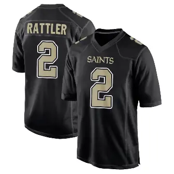 ＃2 Youth Spencer Rattler Black Game New Orleans Saints Carbon Fashion Jersey