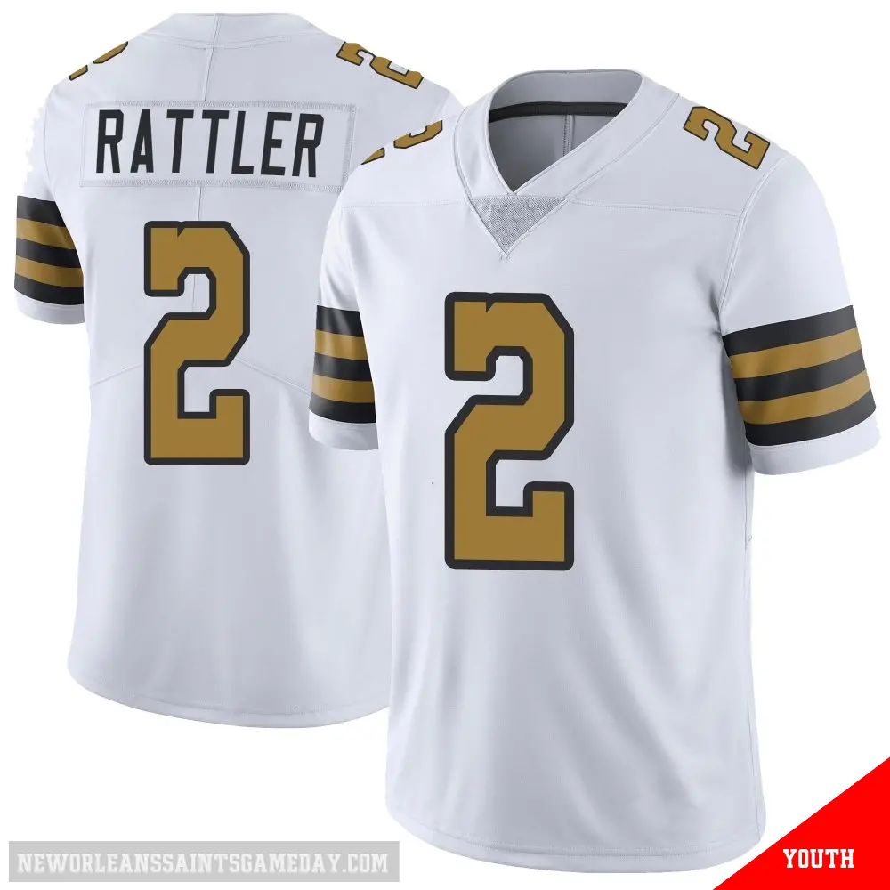 ＃2 Youth Spencer Rattler White Limited New Orleans Saints Color Rush Jersey