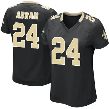 ＃24 Women's Johnathan Abram Black Game New Orleans Saints Team Color Jersey