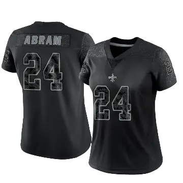 ＃24 Women's Johnathan Abram Black Limited New Orleans Saints Reflective Jersey