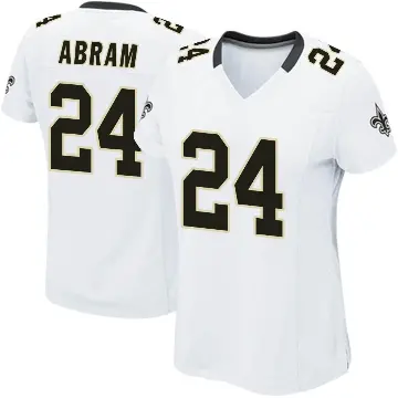 ＃24 Women's Johnathan Abram White Game New Orleans Saints Jersey